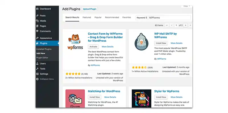 Add WordPress Plugins for More Features