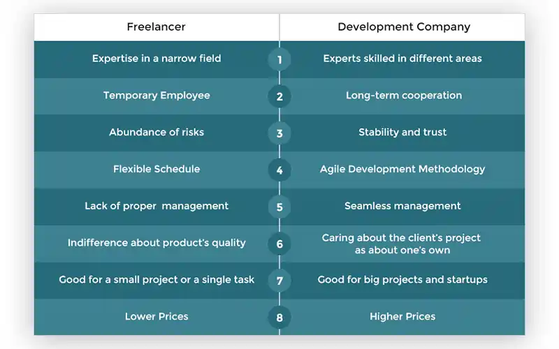 freelacers vs development company