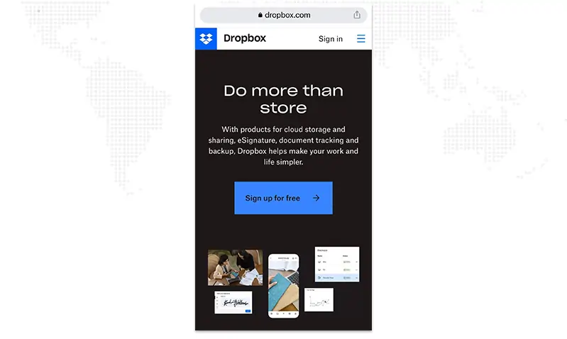 Mobile version of Dropbox