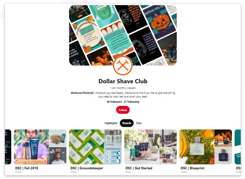 Dollar Shave Club collaboration with Pinterest