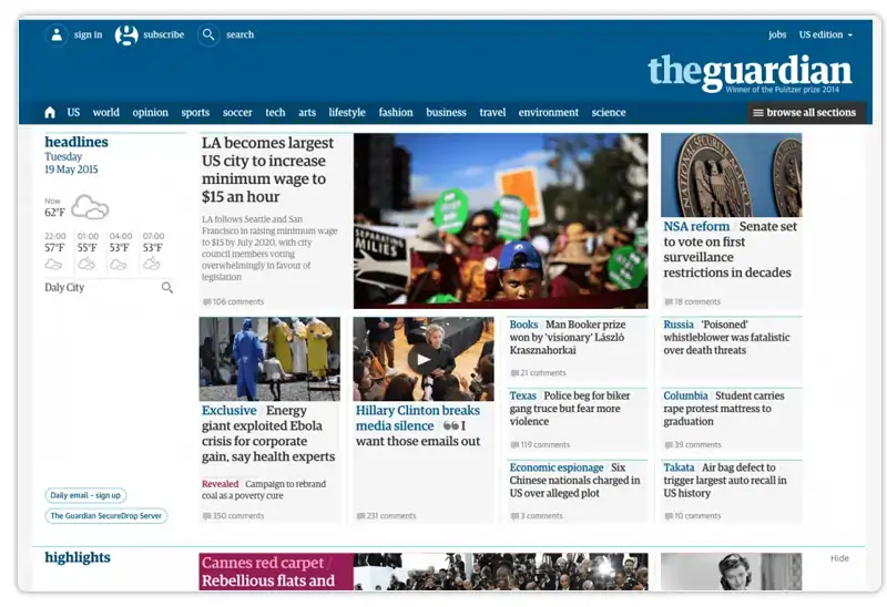 Desktop view of The Guardian 