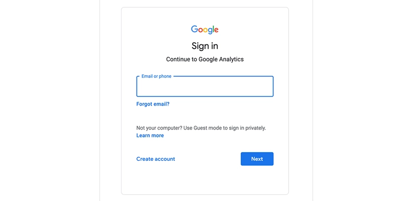 Google Analytics Sign in