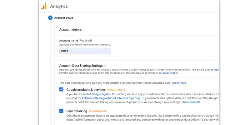 Google Analytics Account Setup