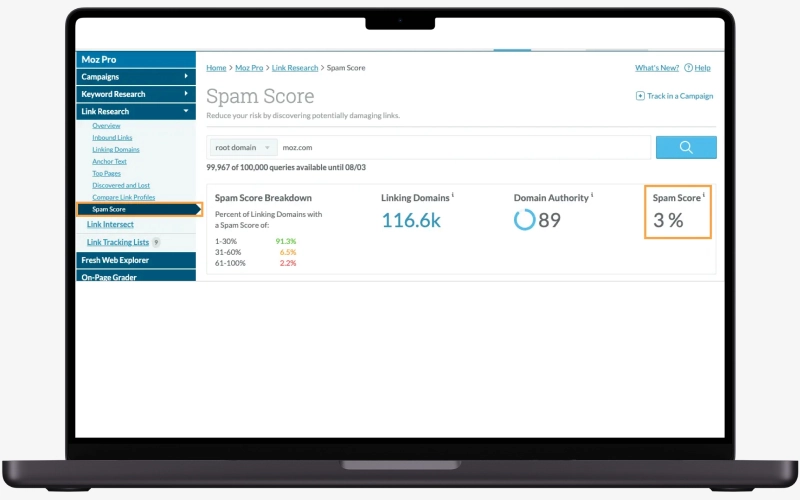 Moz Spam Score Checker
