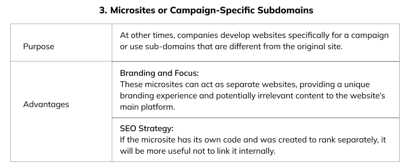 Microsites or Campaign-Specific Subdomains
