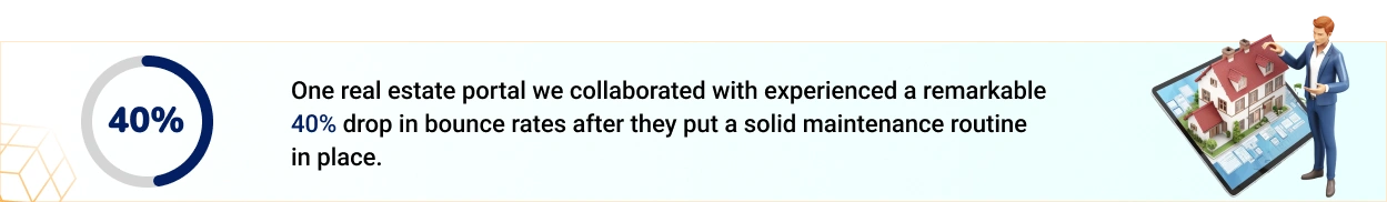 One real estate portal we collaborated with experienced a remarkable 40% drop in bounce rates 